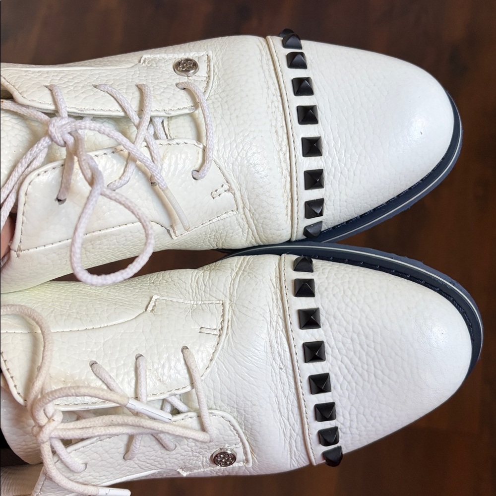 G/FORE Golf Shoes Gallivanter Pebble Leather Stud Cap Toe Shoes white size 9 - Picture 8 of 16